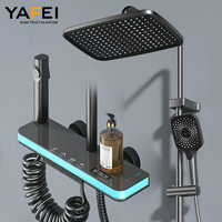 Ensemble de douche moderne gris en aluminium de haute qualité avec affichage LED de la température, système de colonne de douche murale à touches piano pour salle de bain