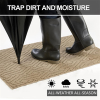 Tapis de porte gris uni en polypropylène tufté, antidérapant, absorbant, lavable, à profil bas, pour attraper la saleté à l'intérieur, pour l'entrée