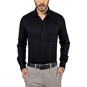 Camisa de satén para hombre con logotipo personalizado al por mayor, manga larga, corte regular, informal, de negocios, formal, con botones y cuello con bolsillo. - Product Image 2