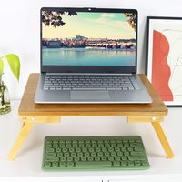 Bureau en bambou pour ordinateur portable avec support réglable pour ordinateur portable Support de moniteur d'ordinateur pour la maison Bureau Chambre Support pliable pour ordinateur portable