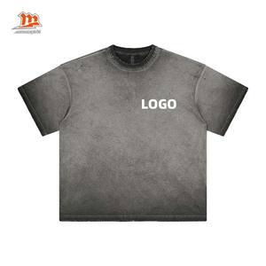 定制超大制造商休闲重量级高品质t恤棉酸洗褪色t恤空白服装 - Product Image 1