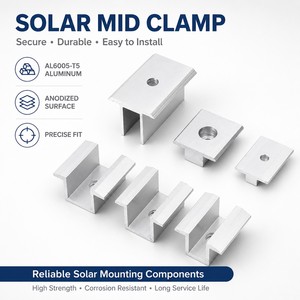 SK-ZY044-14305 Collier de fixation solaire anodisé pour système de rail en aluminium - Utilisation pour l'installation de panneaux solaires sur toit et au <span class=keywords><strong>carport</strong></span> - Product Image 2