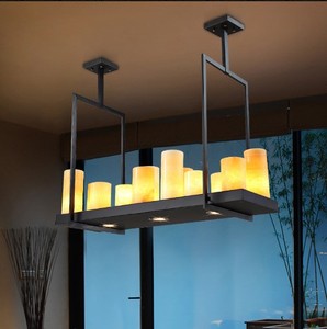 Lustre Chandelier Style Rustique Américain, Lampe à Bougie en Verre Créative Style Industriel Rétro, Porte-Bouteilles, Lustre en Marbre - Product Image 6