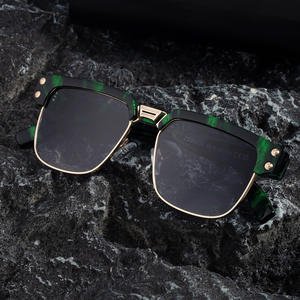 Lunettes de soleil carrées pour hommes ZS98332, protection UV400, monture en plastique et métal, verres PC, demi-cerclées noires, pour la conduite - Product Image 1