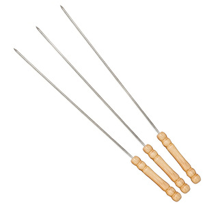 Brochetas para barbacoa Chef Season Show de acero inoxidable con mangos de madera para asar al aire libre - Product Image 1
