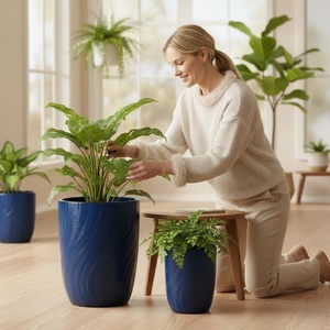 Maceta Moderna Grande de Cerámica con Orificios de Drenaje, Acabado Esmaltado, Duradera, para Interiores/Exteriores, Jardín, Suelo, Plantas y Flores - Product Image 1