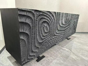 <strong>Bespoke</strong> Customizable CNC Sculpted Relief Carved Wall <strong>Panels</strong> with Natural Rough Timber Texture for Luxury Interior Feature Wall - Product Image 4