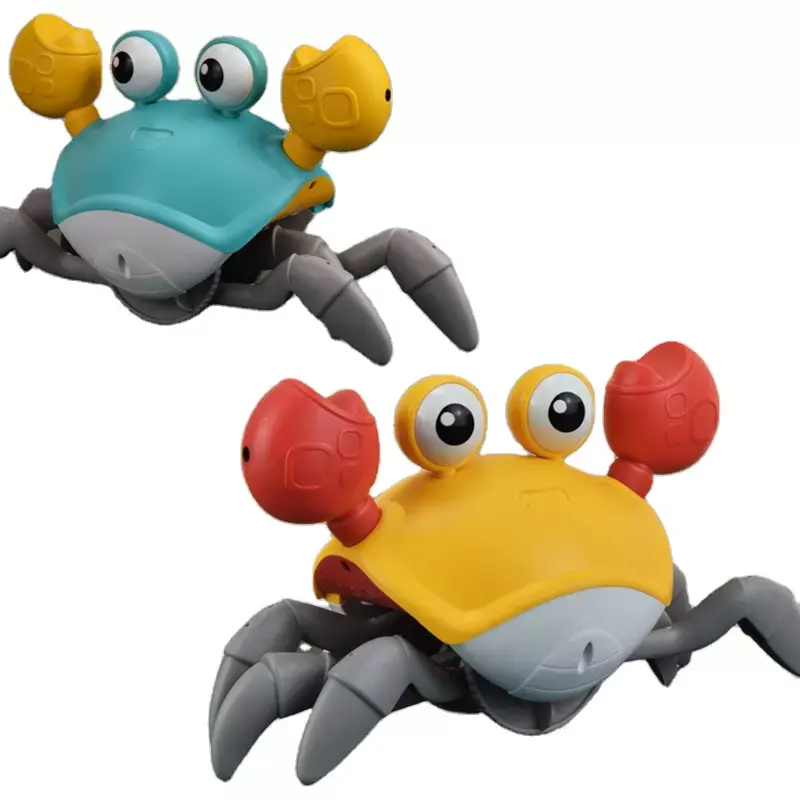 Baby Automatic Electric Runaway Obstacle Sensor Interactive Avoidance Control Walking Crawling Sensing Crab Toy with Music Light