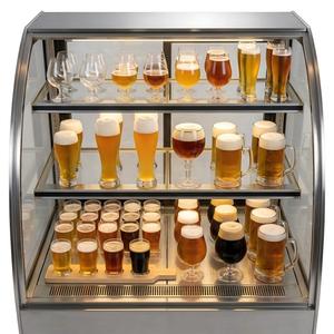 Vitrine de présentation de luxe en acier inoxydable pour boulangerie, pâtisserie, bière, boissons et aliments, avec réfrigérateur sous comptoir pour bouteilles de bière - Product Image 1