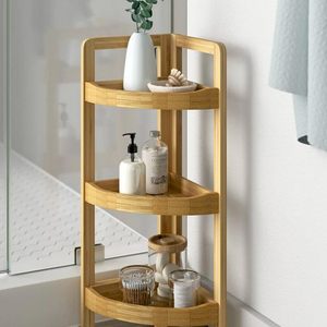 Étagère d'angle en bambou à 3 niveaux, élégante et durable, 33 x 23 x 61 cm, parfaite pour toutes <span class=keywords><strong>les</strong></span> pièces, optimise l'espace pour <span class=keywords><strong>les</strong></span> <span class=keywords><strong>livres</strong></span> - Product Image 2