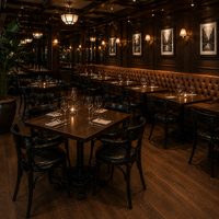 Ensemble de table carrée en bois moderne Ron Group, chaise ergonomique personnalisée, banquette en cuir capitonné, mobilier de restaurant commercial