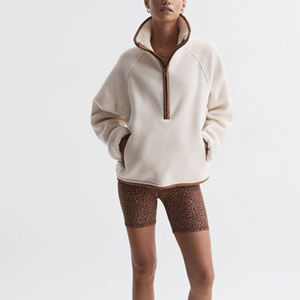 Blank Custom Wholesale Ladies Zipper Hoodies Puff Print <strong>Zip</strong> Neck Hip Hop Stand Collar <strong>Half</strong> <strong>Zip</strong> up Pullover Hoodie <strong>Jumpers</strong> <strong>Women</strong> - Product Image 3