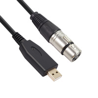 Câble de liaison audio noir USB mâle vers XLR femelle 2m 3M 9FT adaptateur micro de microphone de studio avec gaine en PVC pour haut-parleur et HDTV