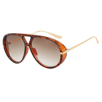 Lunettes de soleil de luxe surdimensionnées pour femme, style punk, grandes lunettes de pilote, protection UV400, double pont, monture complète