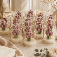 Bouquet de tulipes fait main LF, bougie parfumée à la cire de soja, élégante et romantique, dans un verre transparent, bougie aromatique, bougies parfumées OEM ODM