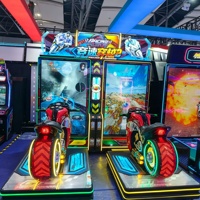 Mesin Game Arcade Balap Motor Logam Beroperasi dengan Koin, 2 Pemain, Balapan Kecepatan Melalui Simulator Motor untuk Pusat Hiburan