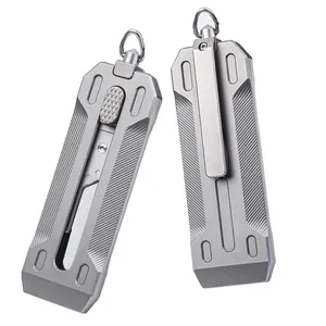 Titanium alloy tool knife, quick change blade push-pull pocket knife outdoor carry edc