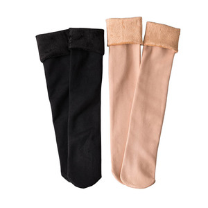 Women's Winter Fleece Lined Warm Knee High Socks Nude Color Thermo Casual Style - Product Image 5