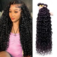 Paquetes de Cabello Virgen Remy 100% de 15A, Doble Trama a Máquina, Sin Procesar, Tejido Rápido, Ondulado Natural Negro, para Mujer