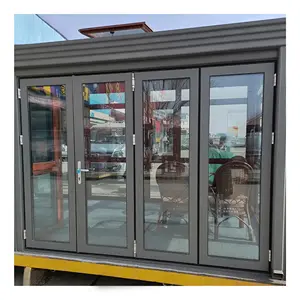 Usine de haute qualité Métal Aluminium Personnalisé Intérieur Extérieur Bi fold Porte patio Garage Pliante Verre Coulissant Portes Bi pliantes