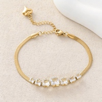 Bracelet rétro carré en zircon vert émeraude, plaqué or 18 carats, acier inoxydable, bijoux de mariage et de fiançailles, cadeau pour femmes