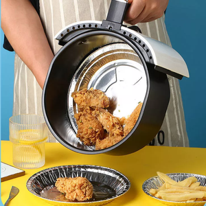 7-9 Inch Heavy-Duty Disposable Round <strong>Aluminum</strong> Pans Fast Food Take Out Pans <strong>Aluminum</strong> <strong>Container</strong> with Lid for Air Fryer and Cooking - Product Image 5