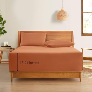 Sábana de lujo de 1800 hilos de microfibra de tamaño Queen, Sábana bajera de bolsillo Extra profundo, Sábana de caramelo, juegos de fundas de almohada - Product Image 2