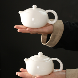 Teteras de Porcelana Blanca de Cerámica Hechas a Mano al por Mayor, Estilo Simple, con Diseño de Grasa de Cordero, Exquisitas para el Hogar y Té Kung Fu - Product Image 3