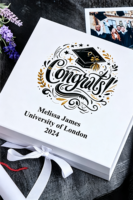 Boîte cadeau rigide blanche personnalisée avec photo, motif floral aquarelle, fermoir métallique, boîtes à souvenirs pour diplôme de remise des diplômes, emballage souvenir