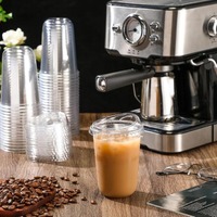 Tasses à café en plastique transparent avec couvercles Sip Tasses en cristal PET en plastique pour café glacé Smoothie Boissons froides Magasins de boissons