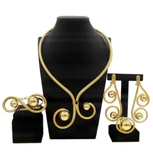Yulali toptan takı seti altın kaplama mücevherat afrika popüler takı setleri kadın moda tasarım düğün kostüm aksesuarları