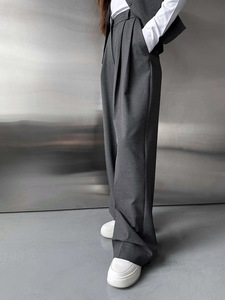 Chic <strong>Women's</strong> Pants High-waist Loose-fit <strong>Wide</strong> <strong>Leg</strong> <strong>Trousers</strong> 2025 Ladies Y2K Pants Boyfriend Style Casual Straight Baggy Suit Pants - Product Image 3