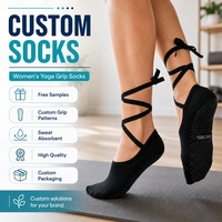 Chaussettes antidérapantes pour Pilates et yoga pour femmes - Chaussettes respirantes à séchage rapide avec design à lanières personnalisé pour la danse barre