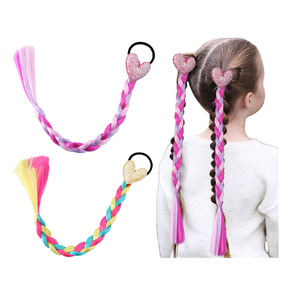 Wholesale Girls Heart Glitter Bows Hairpiece Expression Darling Colorful Ponytail Hair Braiding Extensions for Children