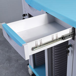 รถเข็นโรงพยาบาล50คลิป ABS รถเข็นเก็บเอกสารผู้ป่วยสองแถวสีชมพูสีน้ำเงินล็อคปลอดภัยบันทึกทางการแพทย์ความจุมาก - Product Image 6