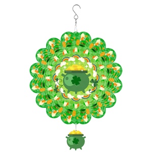 Molino de Viento 3D Mandala, Molino de Viento Colgante de Acero Inoxidable para Adornos de Jardín, Molinos de Viento Espirales de Plástico, Recipiente para Monedas Doradas - Product Image 1