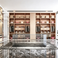 Système de dressing moderne italien avec portes vitrées de luxe pour chambre principale, mobilier de dressing modulaire sur mesure