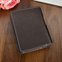 Nuevo y elegante cuaderno portátil creativo para estudiantes, de piel sintética PU A7, color marrón oscuro, con doble anilla y hojas sueltas.