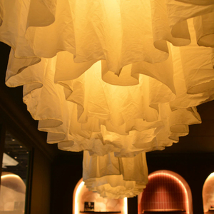 Modern Creative Pleated Fabric LED Pendant <strong>Light</strong> Rectangle <strong>Paper</strong> <strong>Shade</strong> 2700K Soft Warm White <strong>Ceiling</strong> Lamp Chandelier Dining Room - Product Image 3