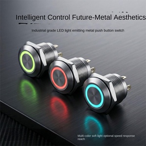 IP67 LED Metal Button <b>Switch</b> with Tail 15A High Current 24V 1NO Ring Illuminated Self-Resetting for Industrial & Automotive Use - Product Image 3