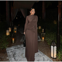 Abaya turque R-836 pour femmes musulmanes, robe maxi élégante, respirante et modeste pour mariage, adultes