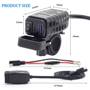 Cargador USB para Motocicleta con Doble Puerto PD3.0+QC3.0, Resistente al Agua, 12-24V, Carga Rápida, Tipo C, para Teléfono Móvil - Product Image 2