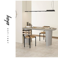 Table à manger en bois massif, table de négociation de bureau moderne, table ovale en pin recyclé simple pour la maison