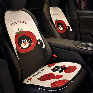 Housses de siège de voiture créatives sur le thème du chat, ensemble complet en peluche, universelles, pour sièges avant, coussin décoratif d'hiver - Product Image 2