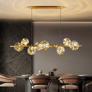 Lampadario Lungo a Sospensione Nordico a LED con Sfera in Vetro Trasparente per Sala da Pranzo, Bar, Ristorante, Caffetteria, Ufficio - Product Image 5