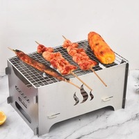 Barbecue portable léger et compact en acier inoxydable, petit barbecue pliable pour le camping, pour rôtir la viande en plein air