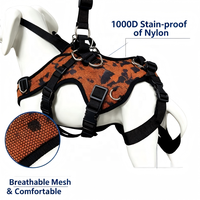 Harnais pour animaux de compagnie en nylon respirant, réglable et confortable, avec soutien de soulagement de la pression, style simple et motif imprimé