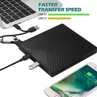 Lecteur de DVD externe 7 en 1 avec concentrateur USB, plug and play, graveur de DVD/CD pour ordinateur portable, lecteur optique multi-ports