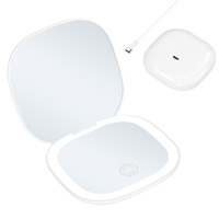Miroir cosmétique pliable avec lumières LED Logo personnalisé Miroir de poche minimaliste rechargeable Cadeaux de demoiselle d'honneur pour les filles