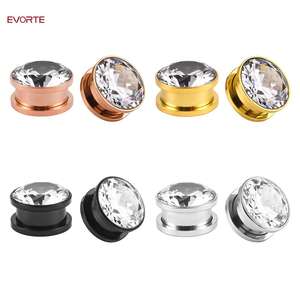 Evorte <span class=keywords><strong>Fashion</strong></span> - Joyería Corporal de Acero Inoxidable 316L con Circonita Cúbica, Expansores de Oreja, Túneles, Piercings, Ensanchadores de Oreja con Circonita Cúbica - Product Image 1